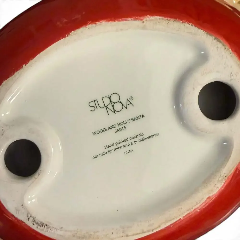 Studio Nova Woodland Holly Santa JA015 Hand Painted Ceramic Dish Set of 4
